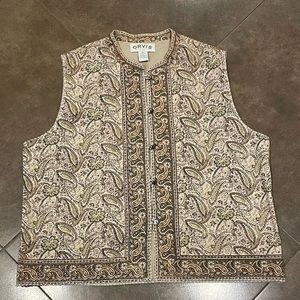 ORVIS - Reversible Vest - Tan / Green - Button Up - Floral Paisley - XL